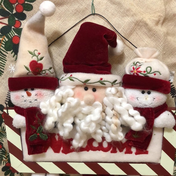 Santa and Snowman Welcome Plaque 11.75x 16.5” - Picture 2 of 5